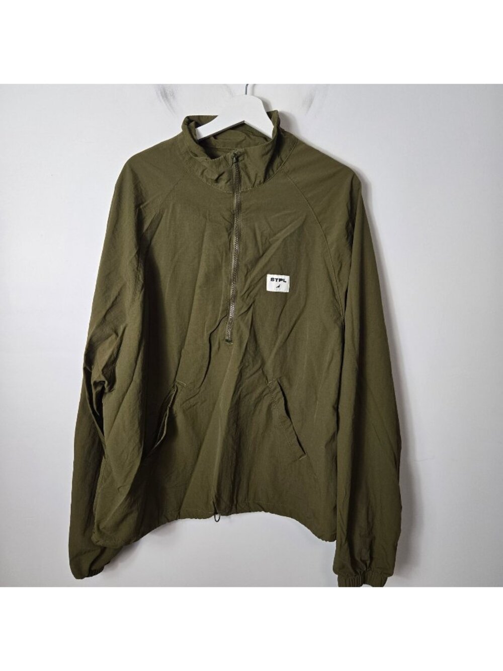 Staple Pigeon Size L Anorak Jacket Windbreaker STPL Olive Green 1/4 Zip Pullover